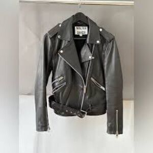 Walter Baker Charcoal Leather Biker Jacket